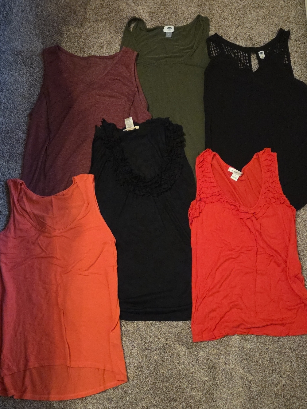 Mixed Women’s Tank Tops - Black, Coral, Olive, Red- Assorted Brands